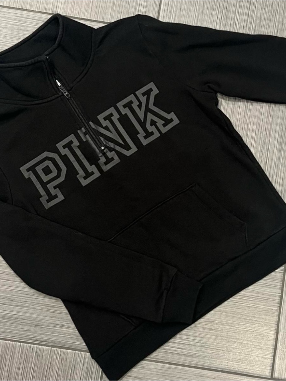 PINK Victoria's Secret Black Half-Zip Crewneck Sweatshirt
